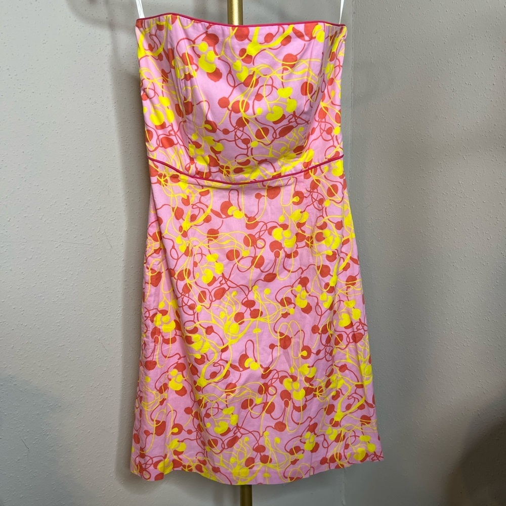 Vintage Milly Of New York Strapless Pink and Yellow dress